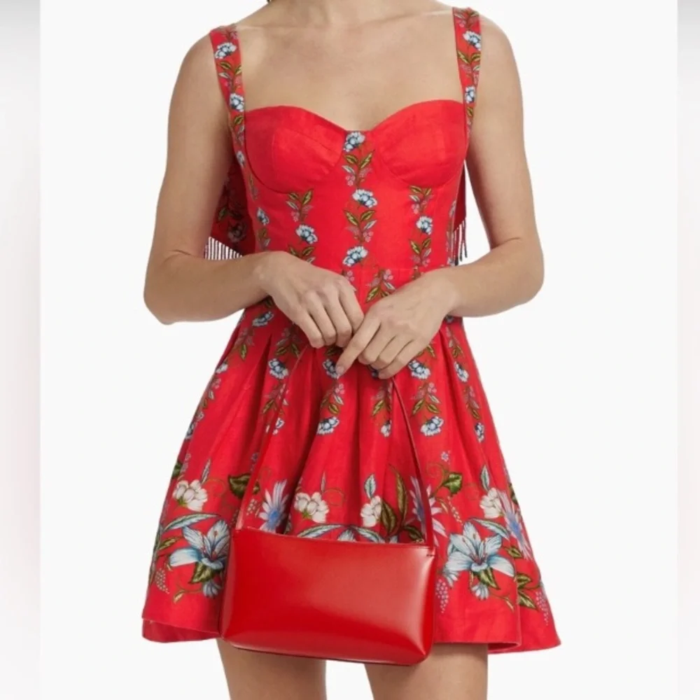 Red Sweet Bloom Bouquet LENZING™ ECOVERO™ Euroflax™ Mini Dress - Picture 3 of 3